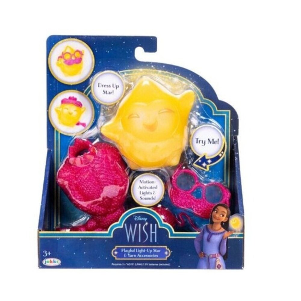 Disney Wish Playful Light-Up Star Toy With Yarn Accessories & Motion Sounds